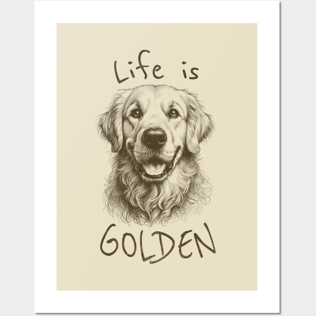 Life is Golden Vintage - Golden Retriever Wall Art by BoundlessWorks